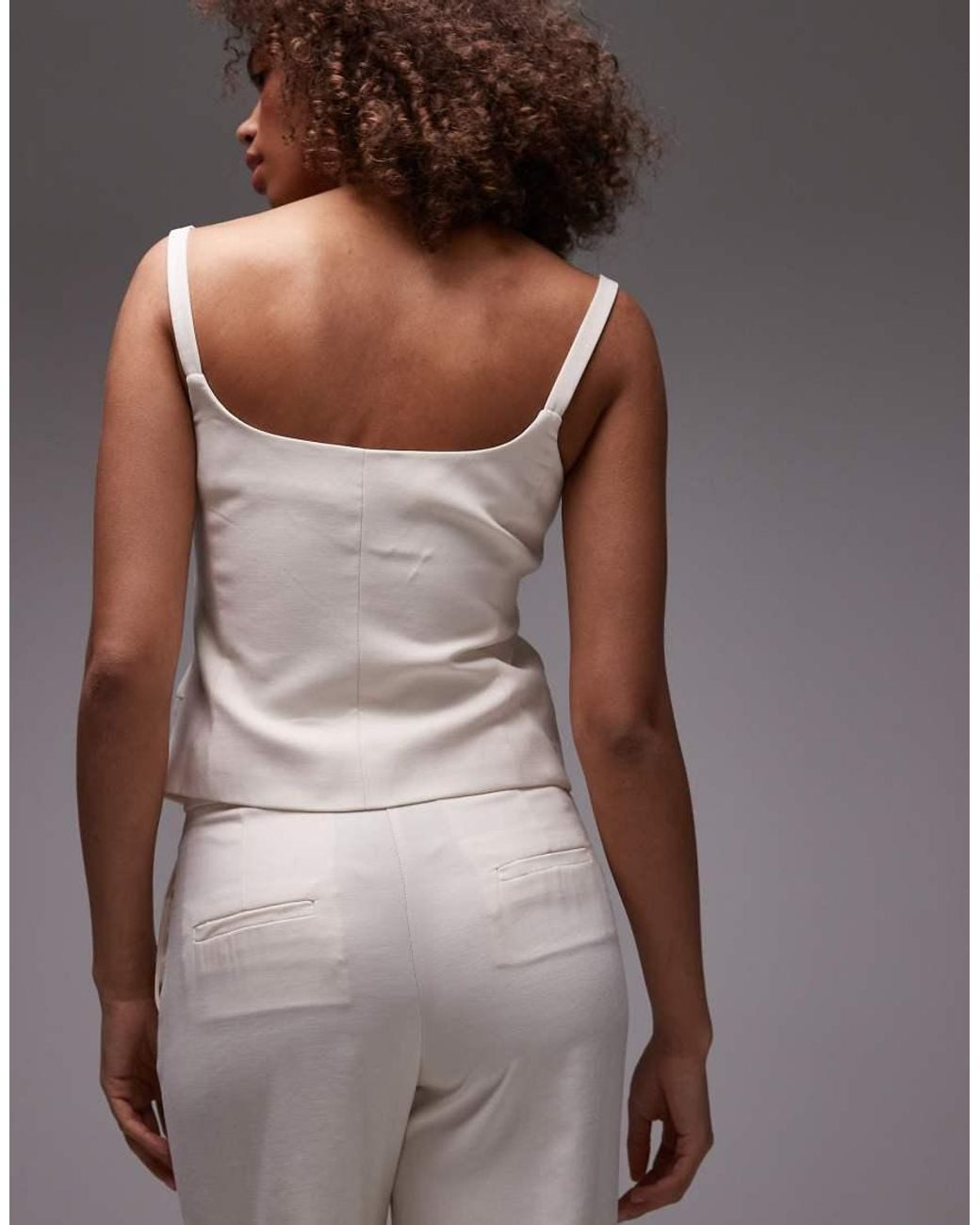 Mango Natural Linen Look Square Neck Waistcoat Co-ord