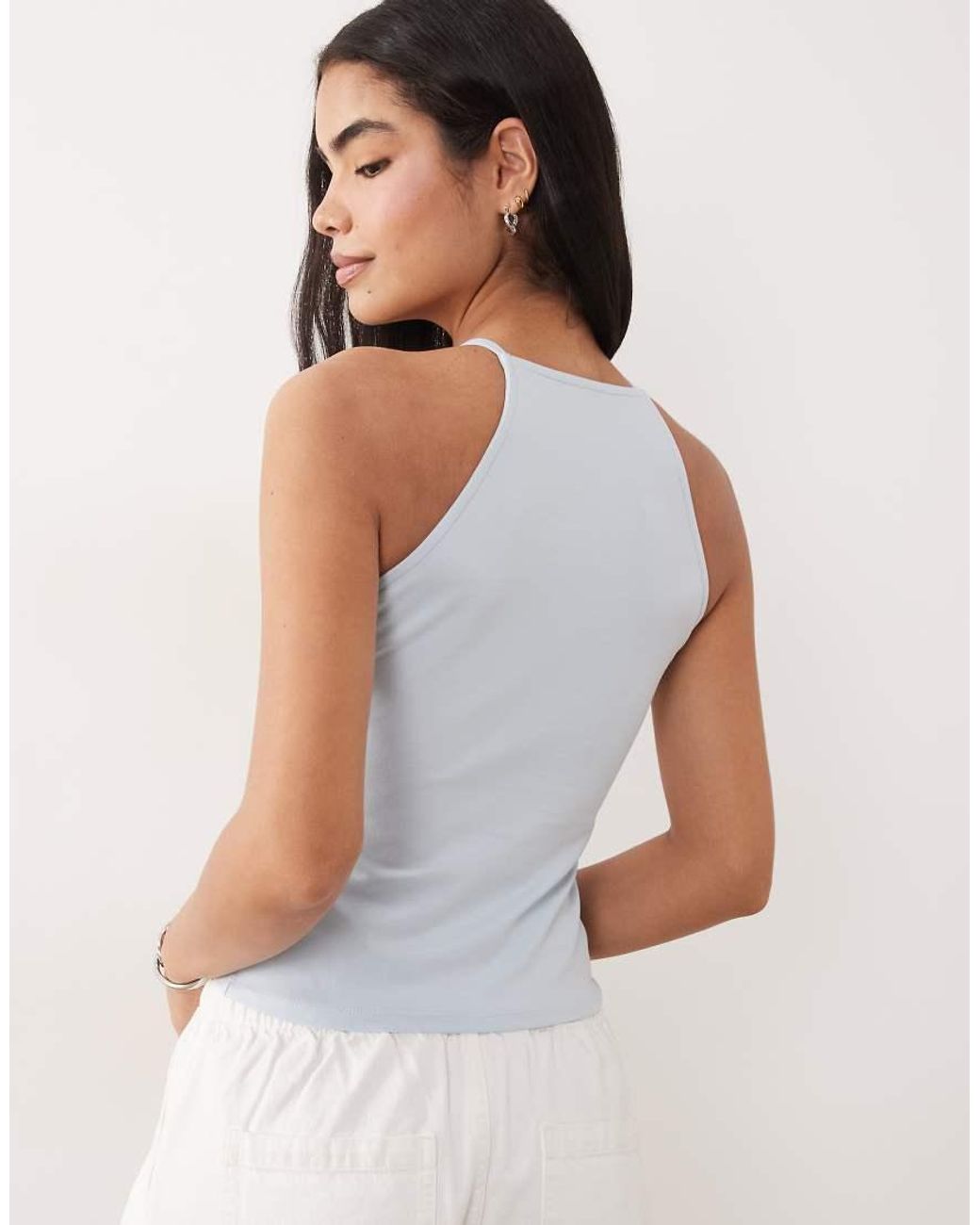 ASOS White Cotton 90's Strappy Racer Tank