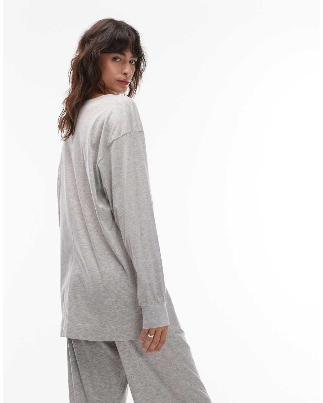 ARKET Gray Mix And Match Pure Cotton Lounge Soft Long Sleeve Pyjama Top