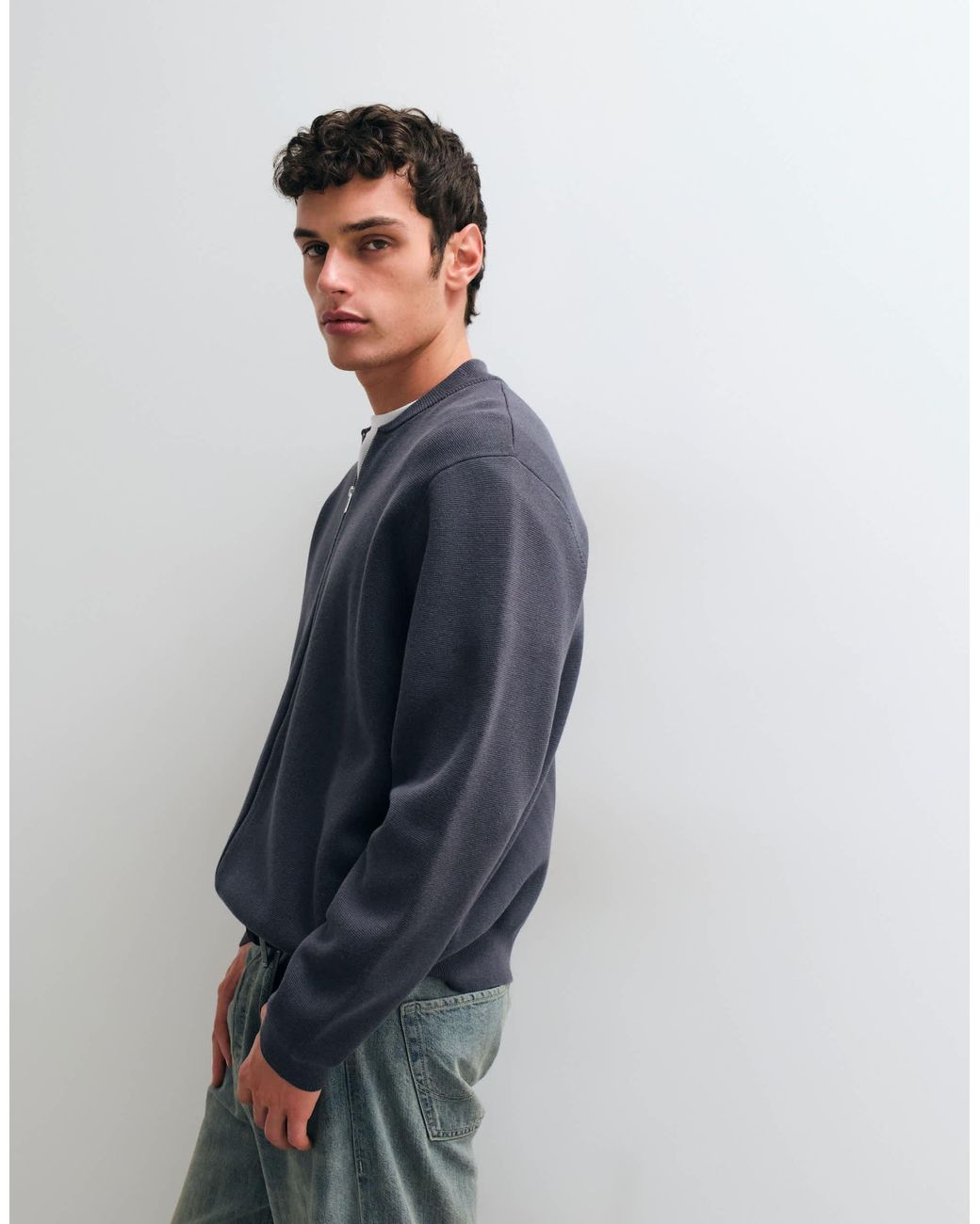 ASOS Blue Oversized Compact Knitted Bomber for men
