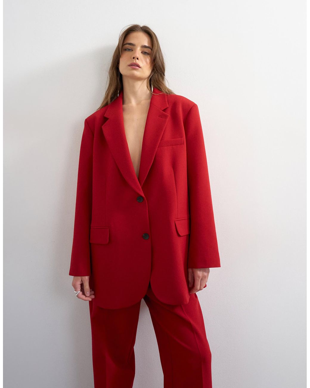 TOPSHOP Red Co Ord 2 Button Relaxed Fit Blazer