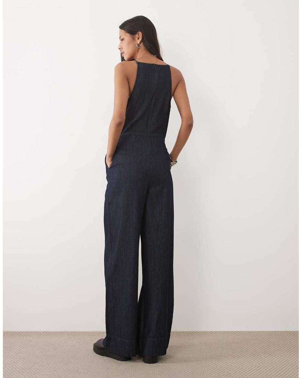 Mango Blue 100% Cotton Denim Jumpsuit