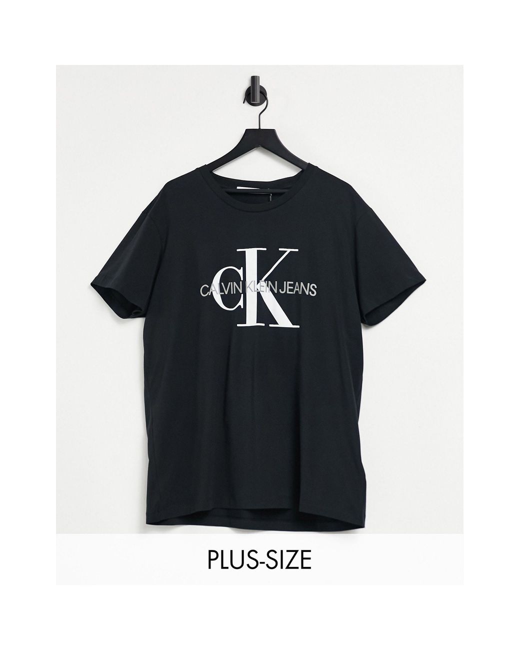 Calvin Klein Big & Tall Monogram Logo Slim Fit T-shirt in Black