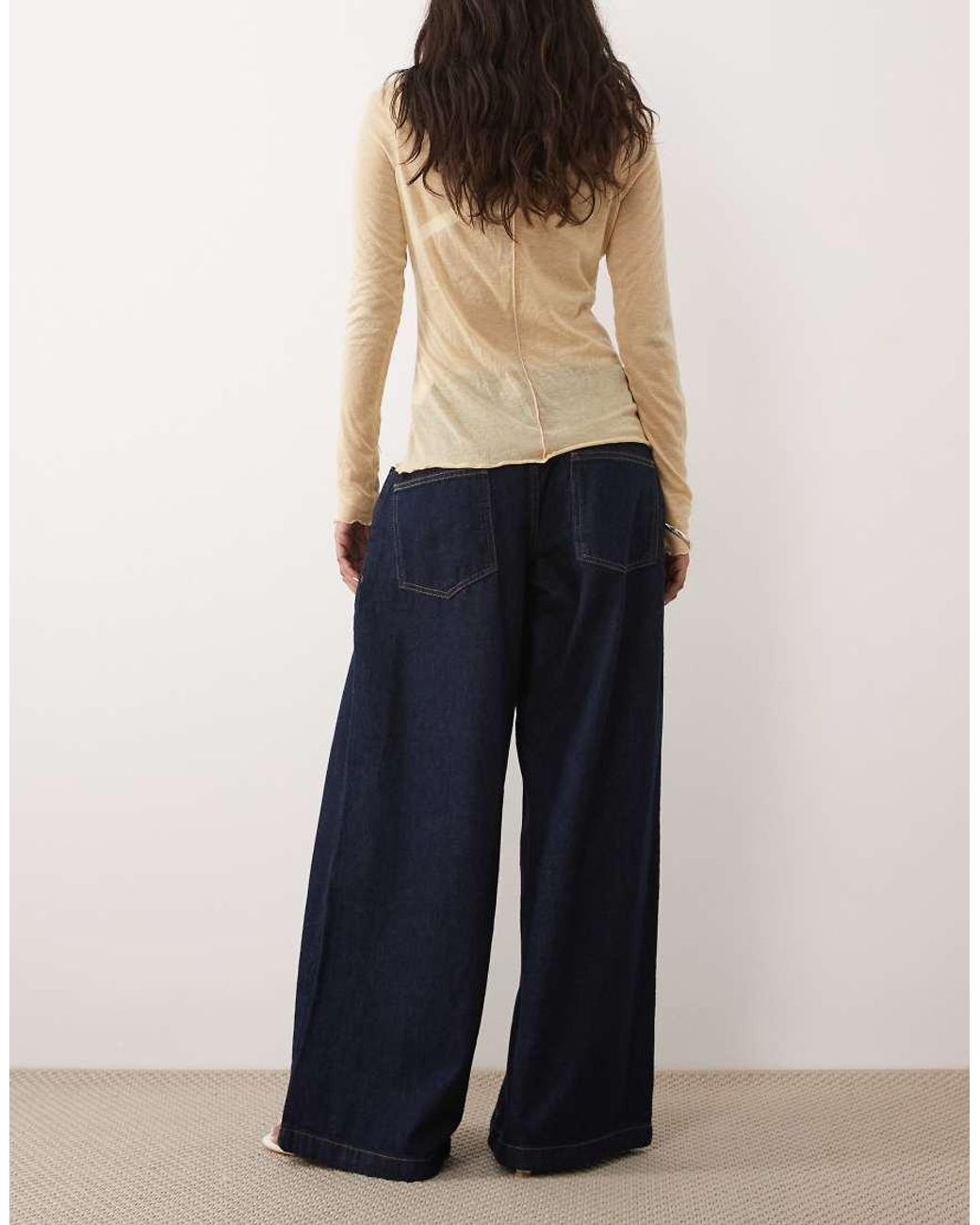 ASOS Blue Wide Leg Jean With Pleat Detail