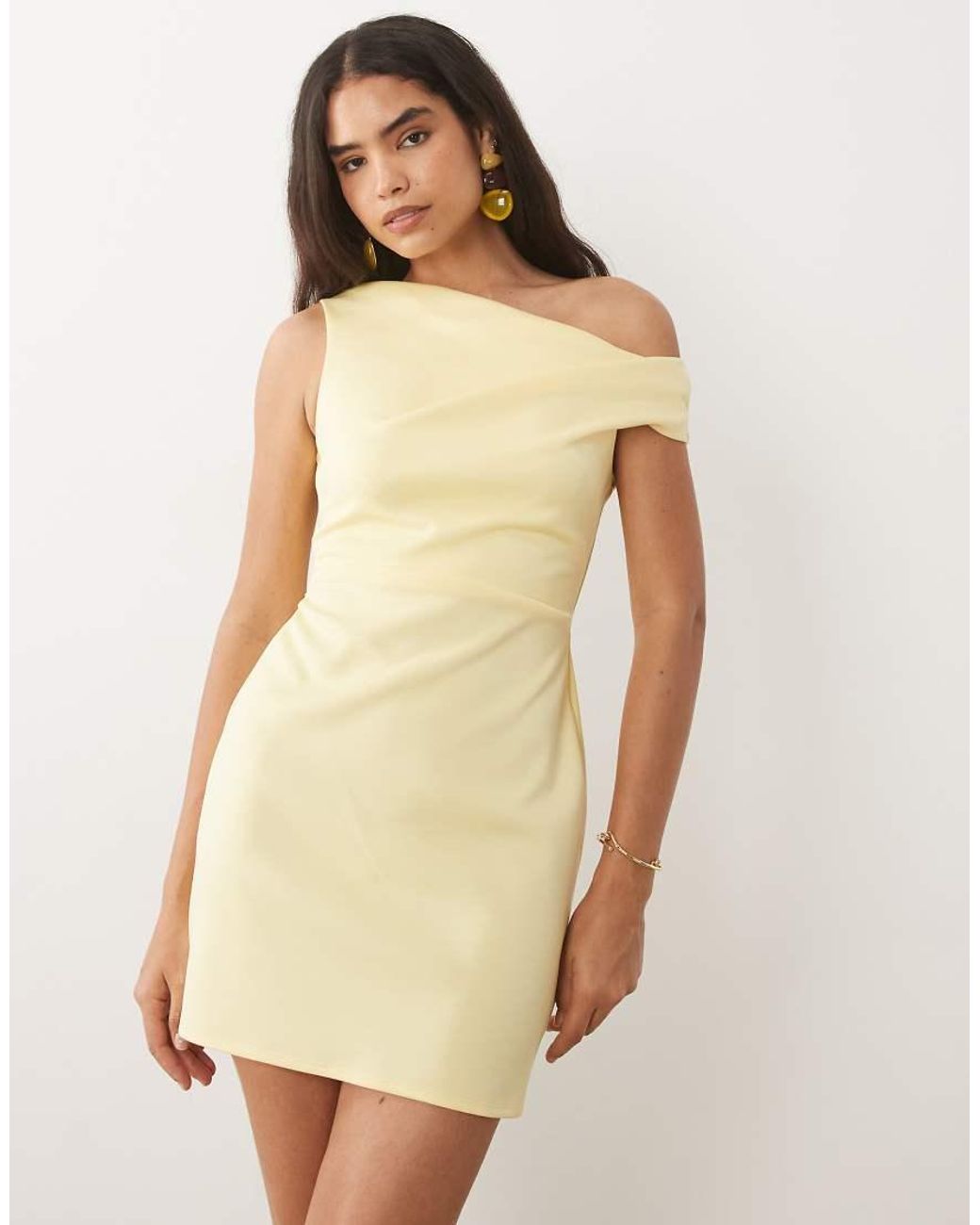 ASOS Natural Off Shoulder Sculpted Mini Dress