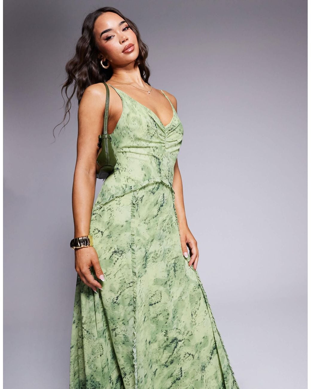 EVER NEW Green Drape Maxi Dress