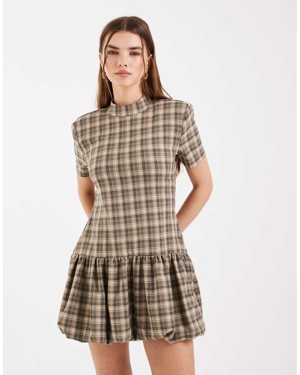 ASOS Natural Structured Bubble Hem Mini Dress