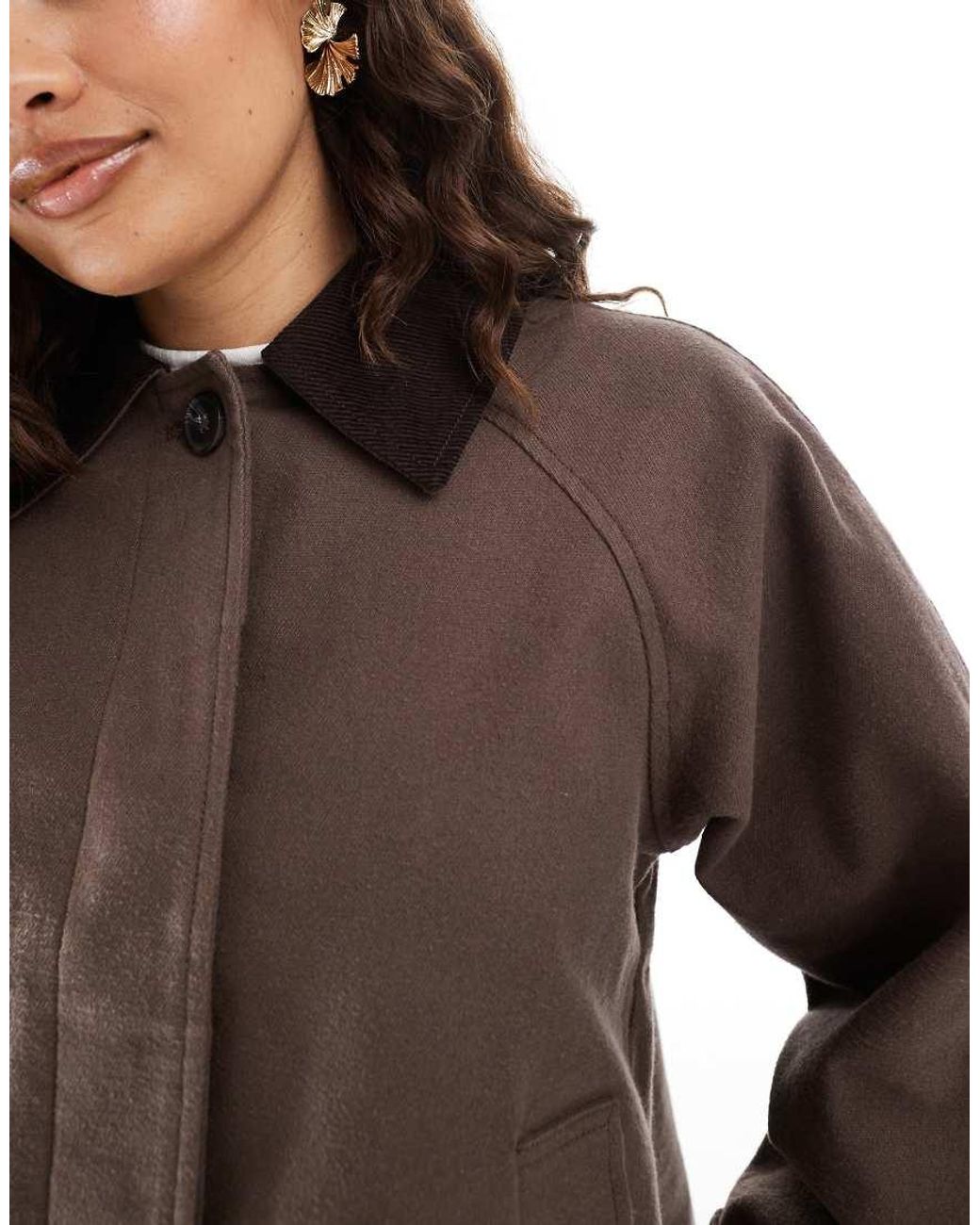 ASOS Brown Asos Design Petite Jacket With Contrast Collar