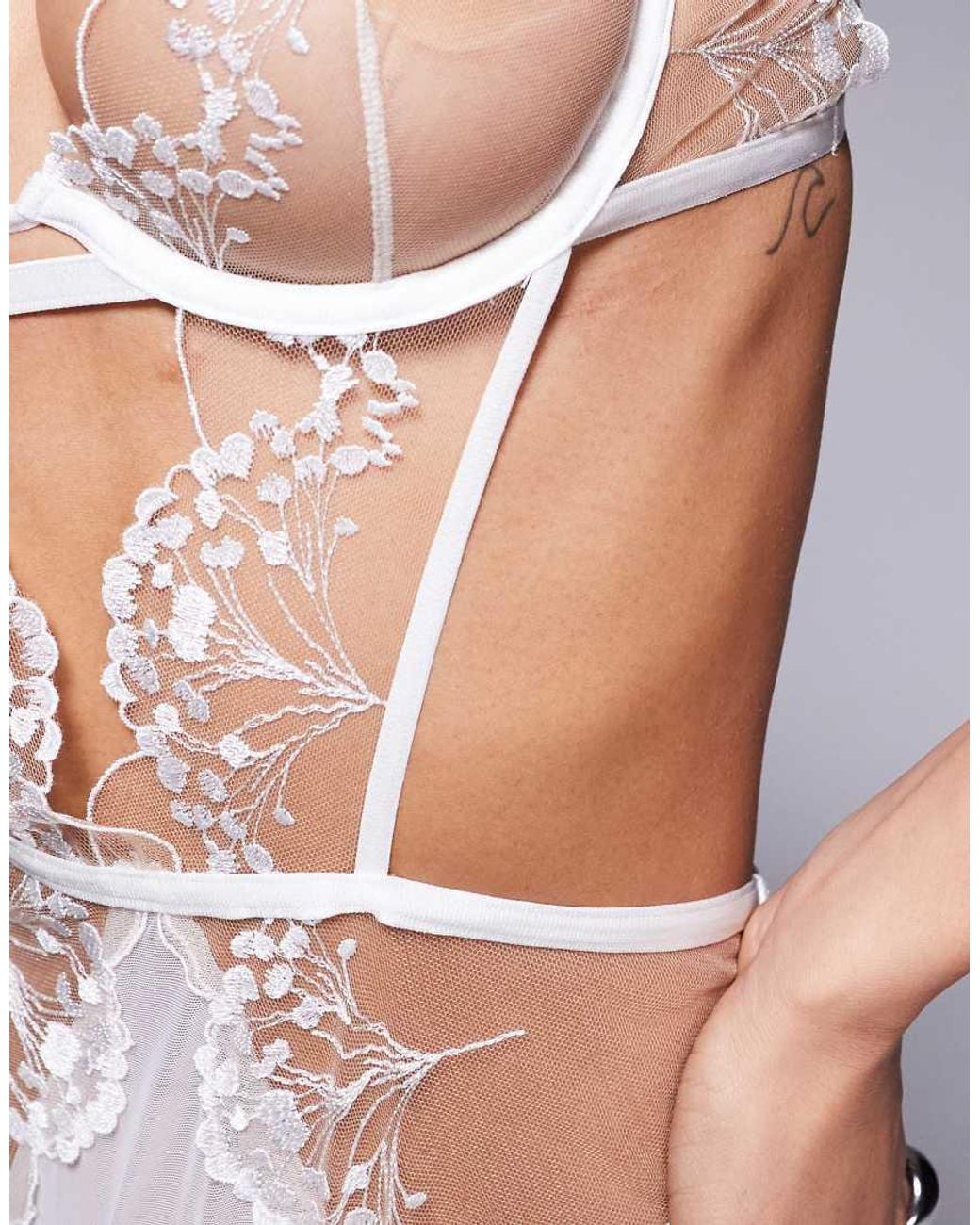 Bluebella White Marisa Embroidered Mesh Body