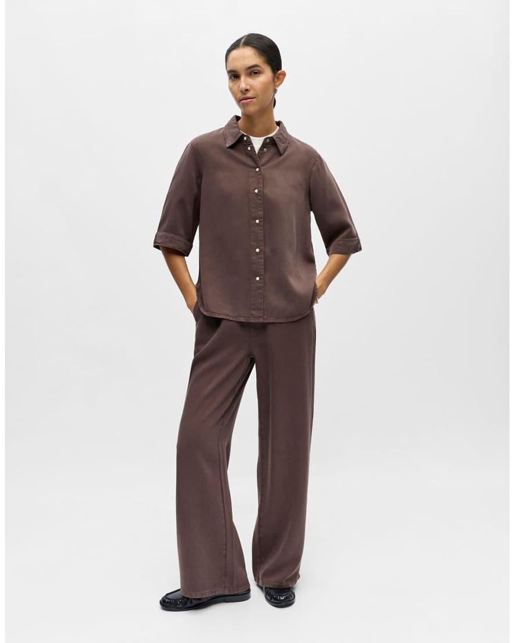 Object Brown Denim Shirt