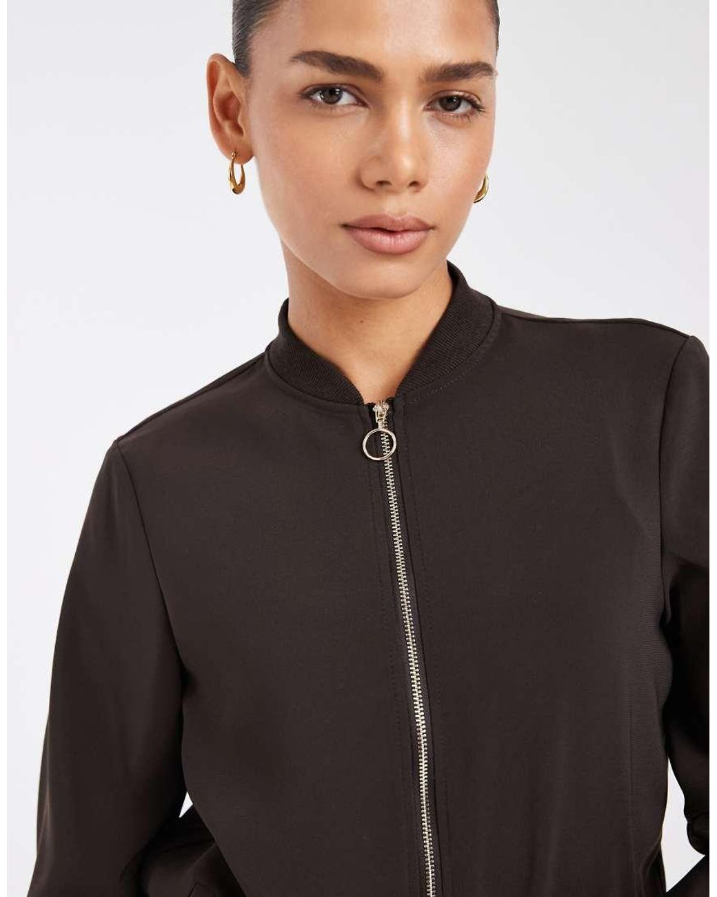 Vero Moda Gray Lightweight Zip Front Bomber Jacket