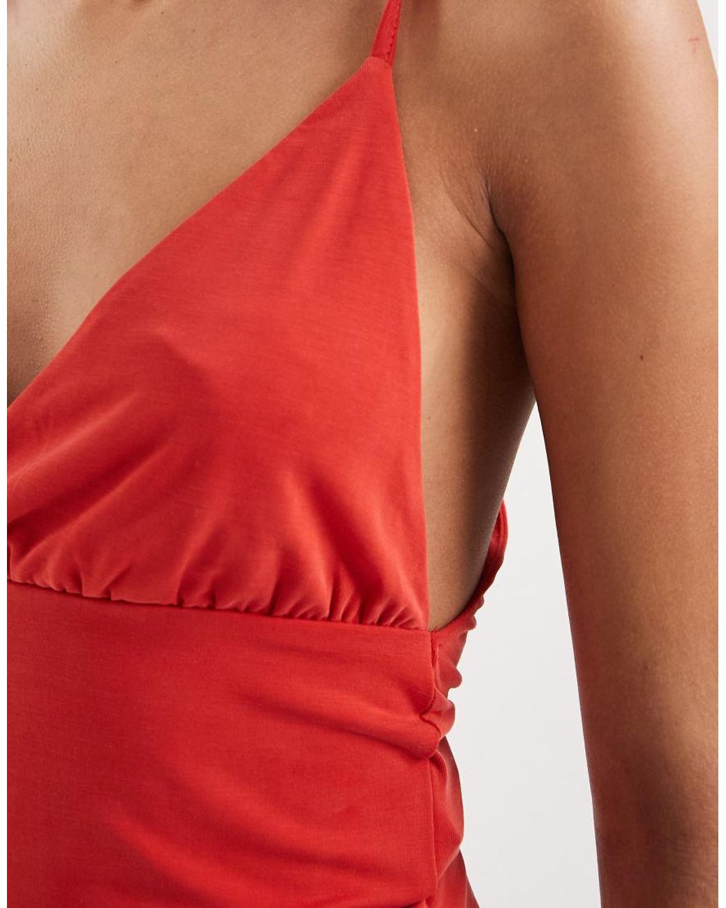 Motel Red Lanthe Co-Ord Deep Plunge Top