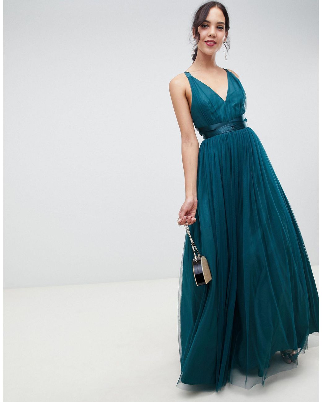 asos petite premium tulle mini prom dress with ribbon ties