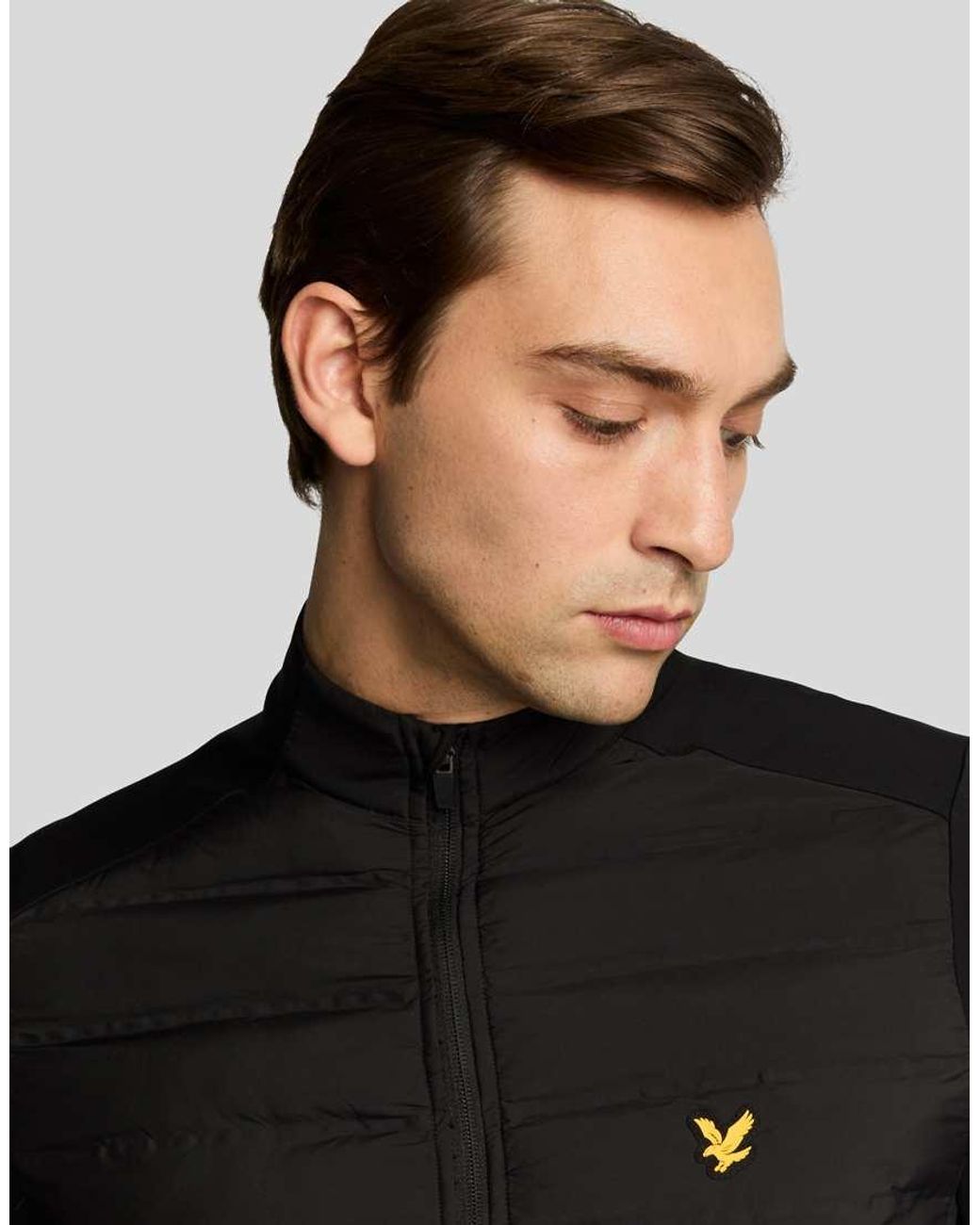 Lyle & Scott Black Hybrid Water Resistant Quilted Jacket for men