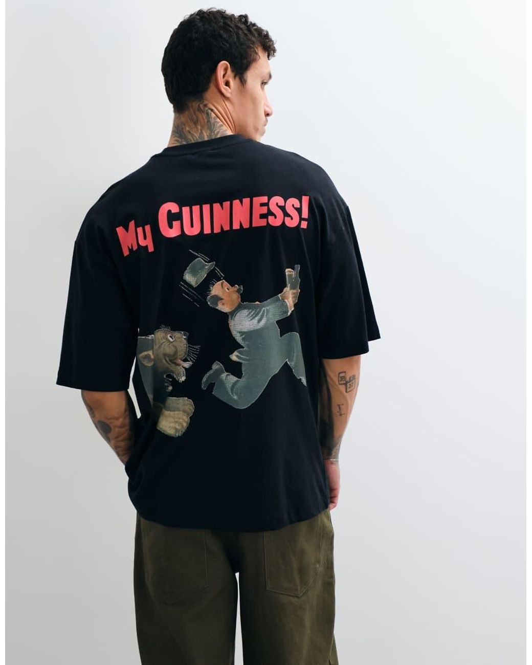ASOS Black Oversized T-shirt With Guinness Print for men