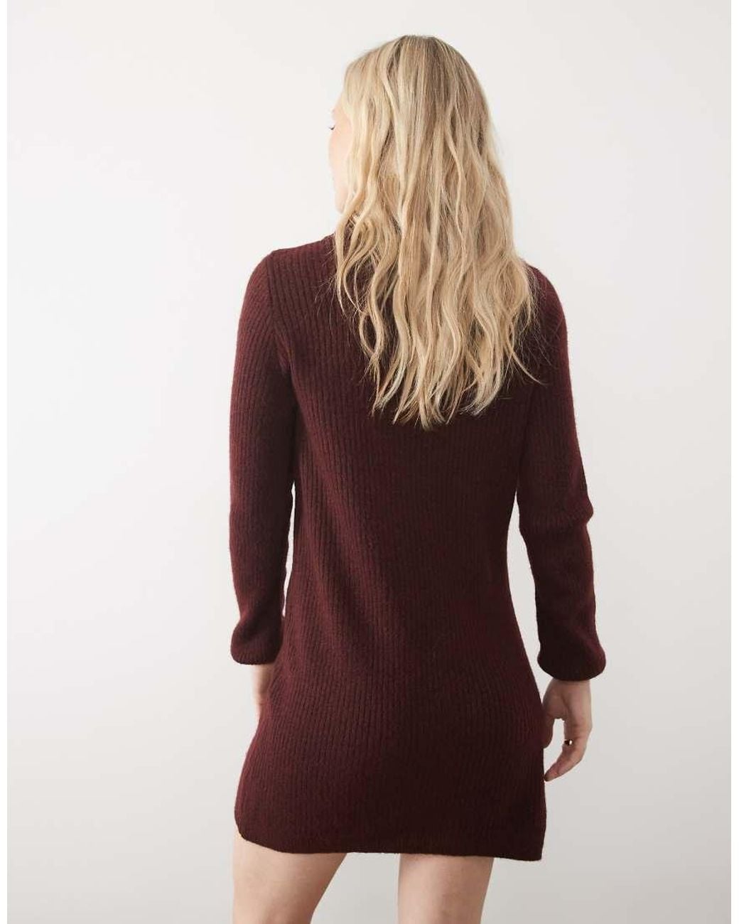 Vero Moda Brown Button Front Balloon Sleeve Knitted Mini Dress