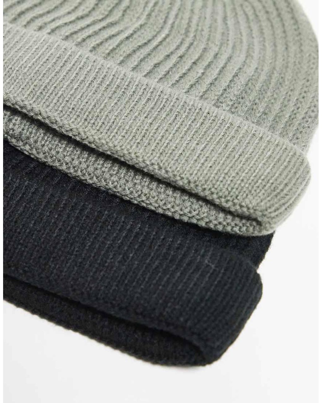 Only & Sons Green 2 Pack Fisherman Beanie Hats for men