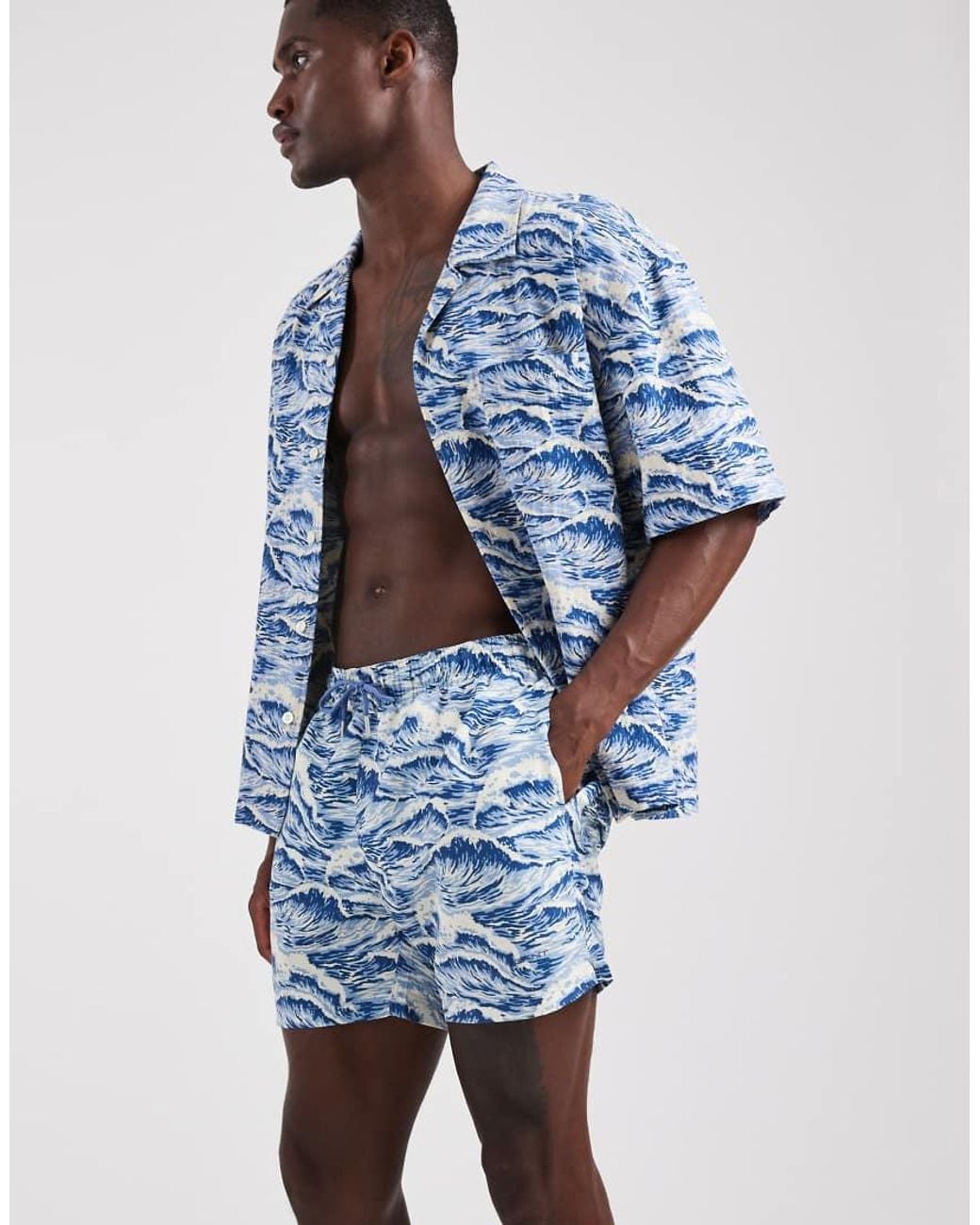 Gant Blue Wave Print Swim Shorts for men