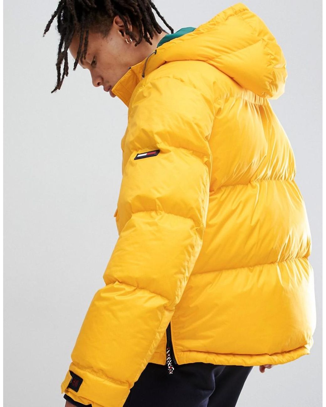 Tommy Hilfiger Hooded Down Overhead Puffer Jacket In Yellow for Men | Lyst