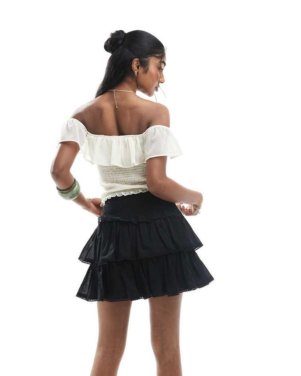 ASOS White Lace Trim Rara Mini Skirt