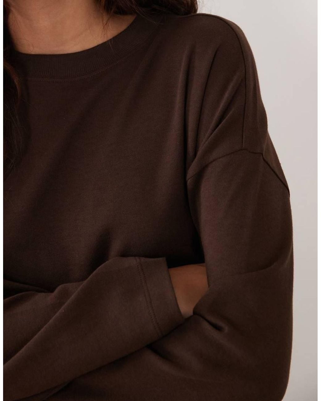 New Look Brown Premium Long Sleeve Oversized Tee