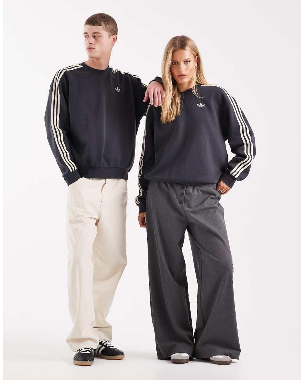 Adidas Originals Blue Three Stripe Sweatshirt for men