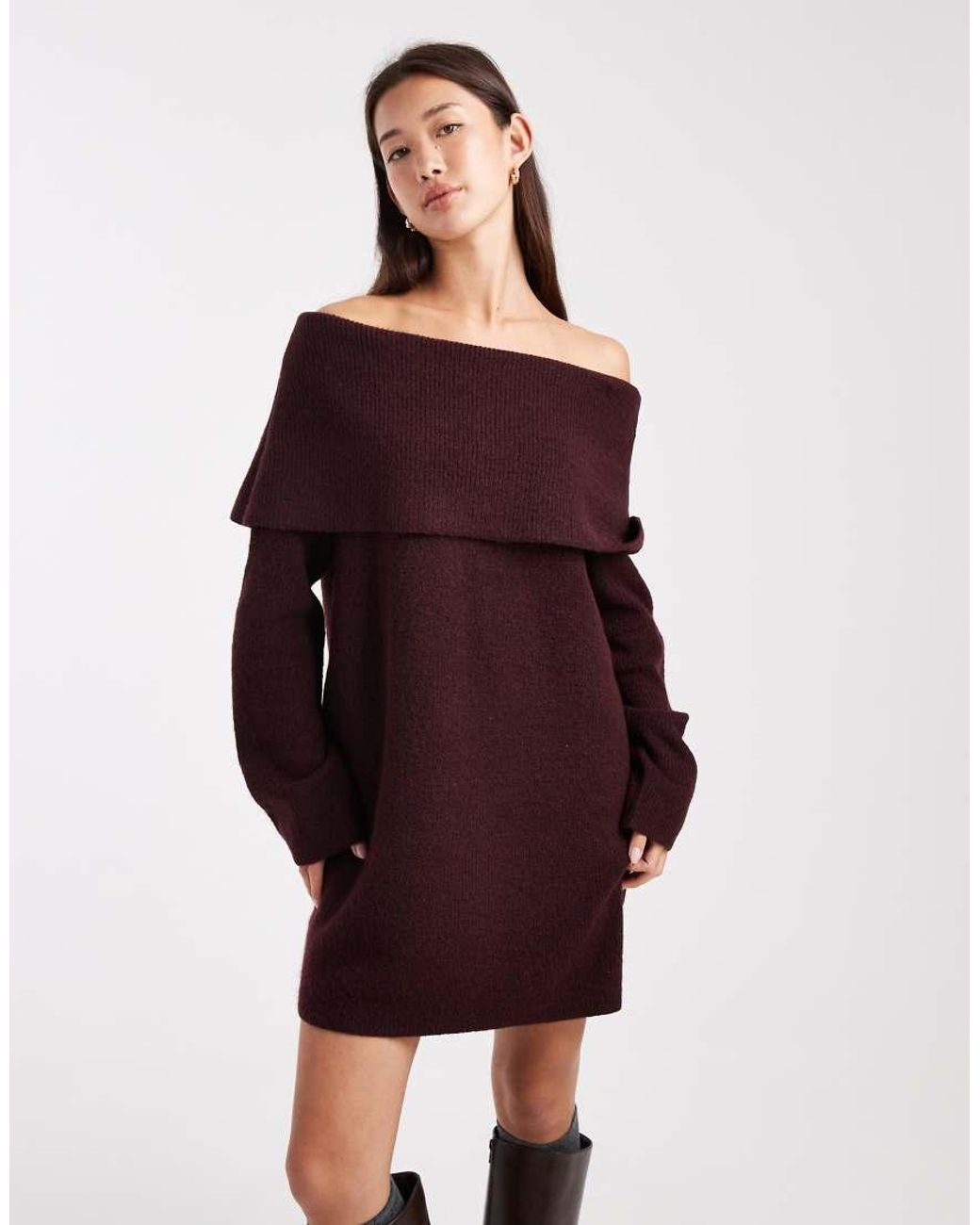 Miss Selfridge Red Foldover Bardot Mini Dress