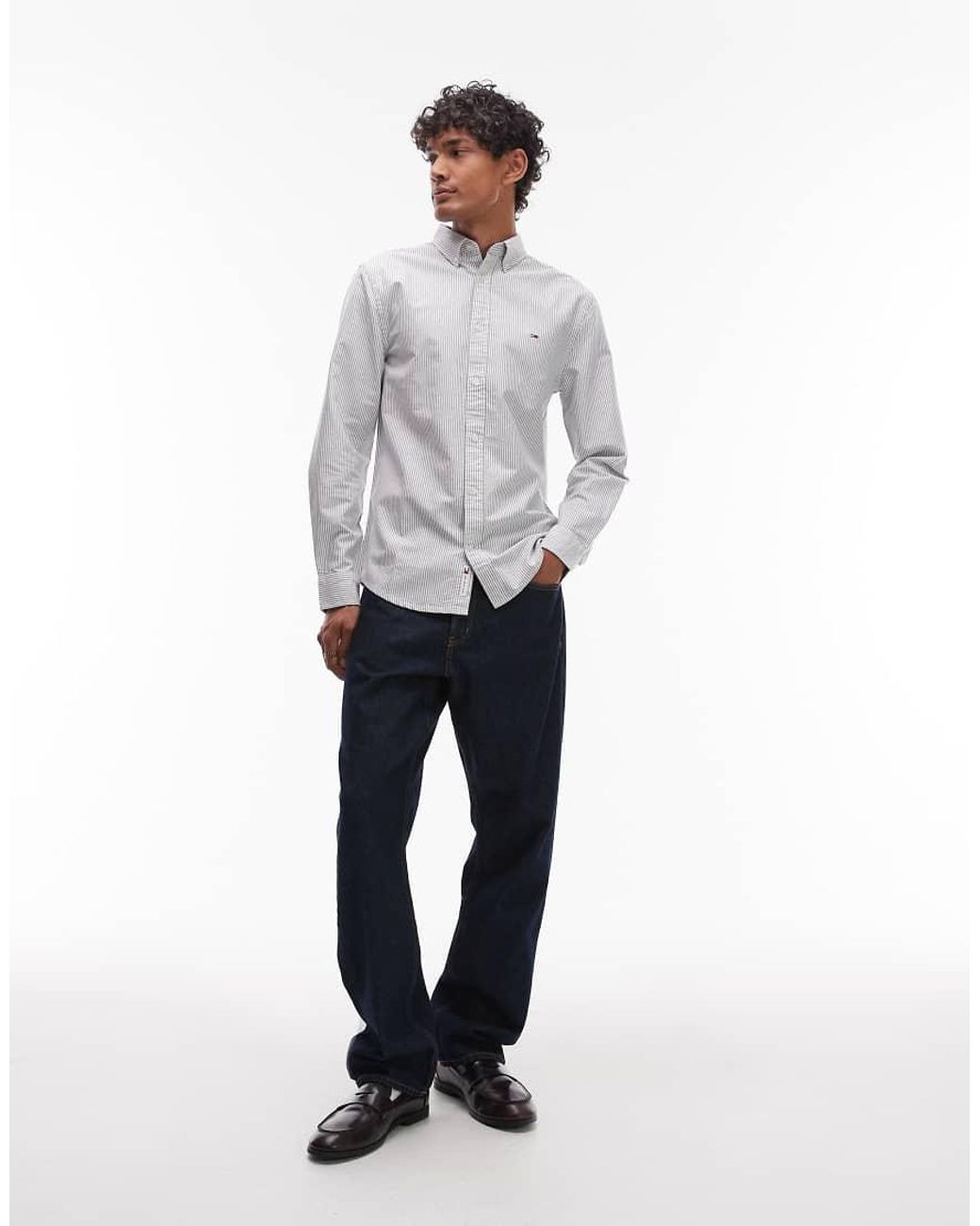 Tommy Hilfiger Gray Slim Stripe Shirt for men