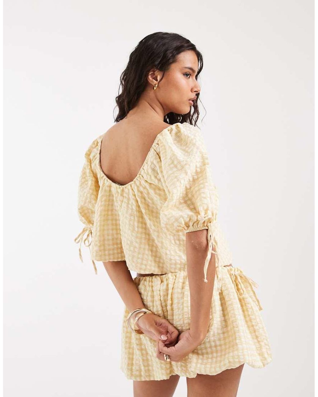 ASOS Natural Puff Sleeve Bubble Top Co Ord
