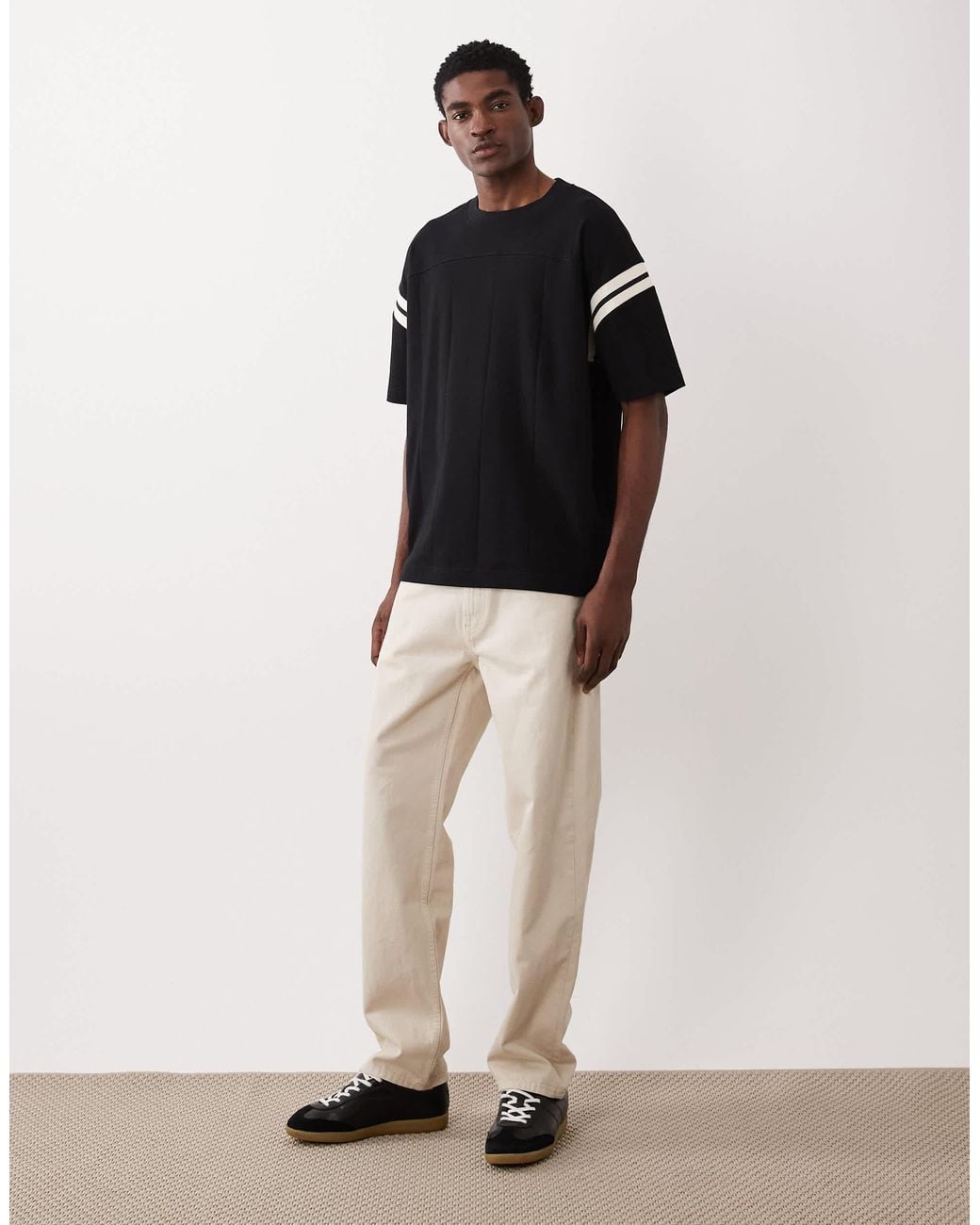 ASOS Black Boxy Oversized T-shirt With Contrast Panel for men