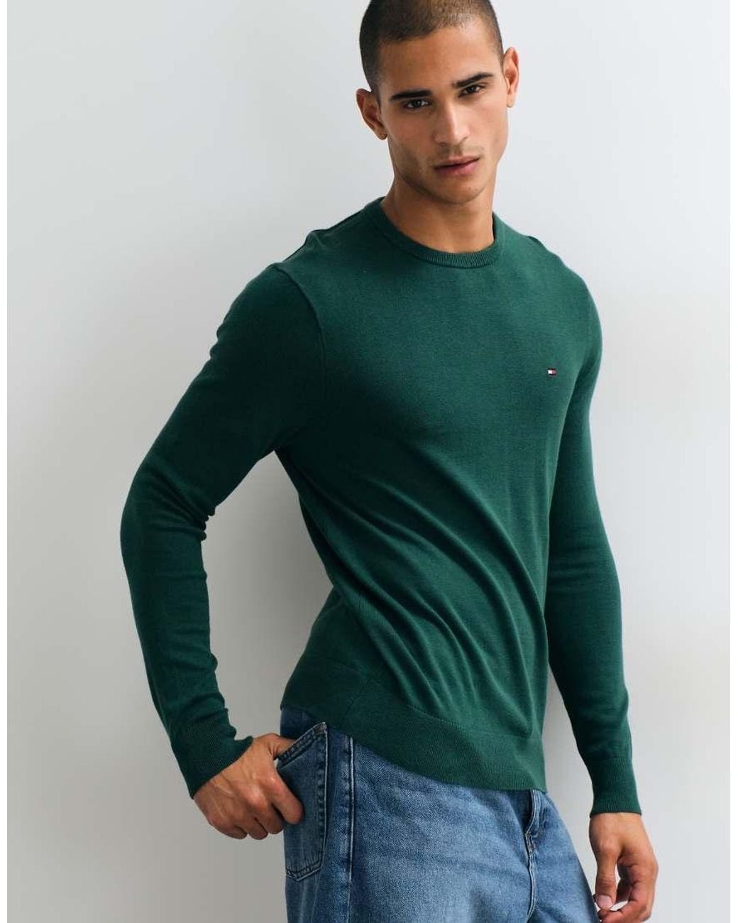Tommy Hilfiger Green Flag Logo Jumper for men