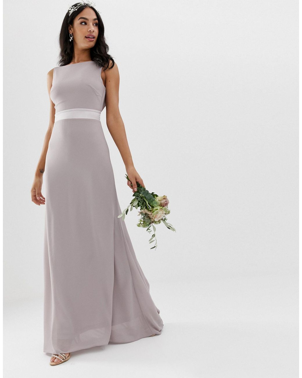 Tfnc sateen bow back maxi sale bridesmaid dress
