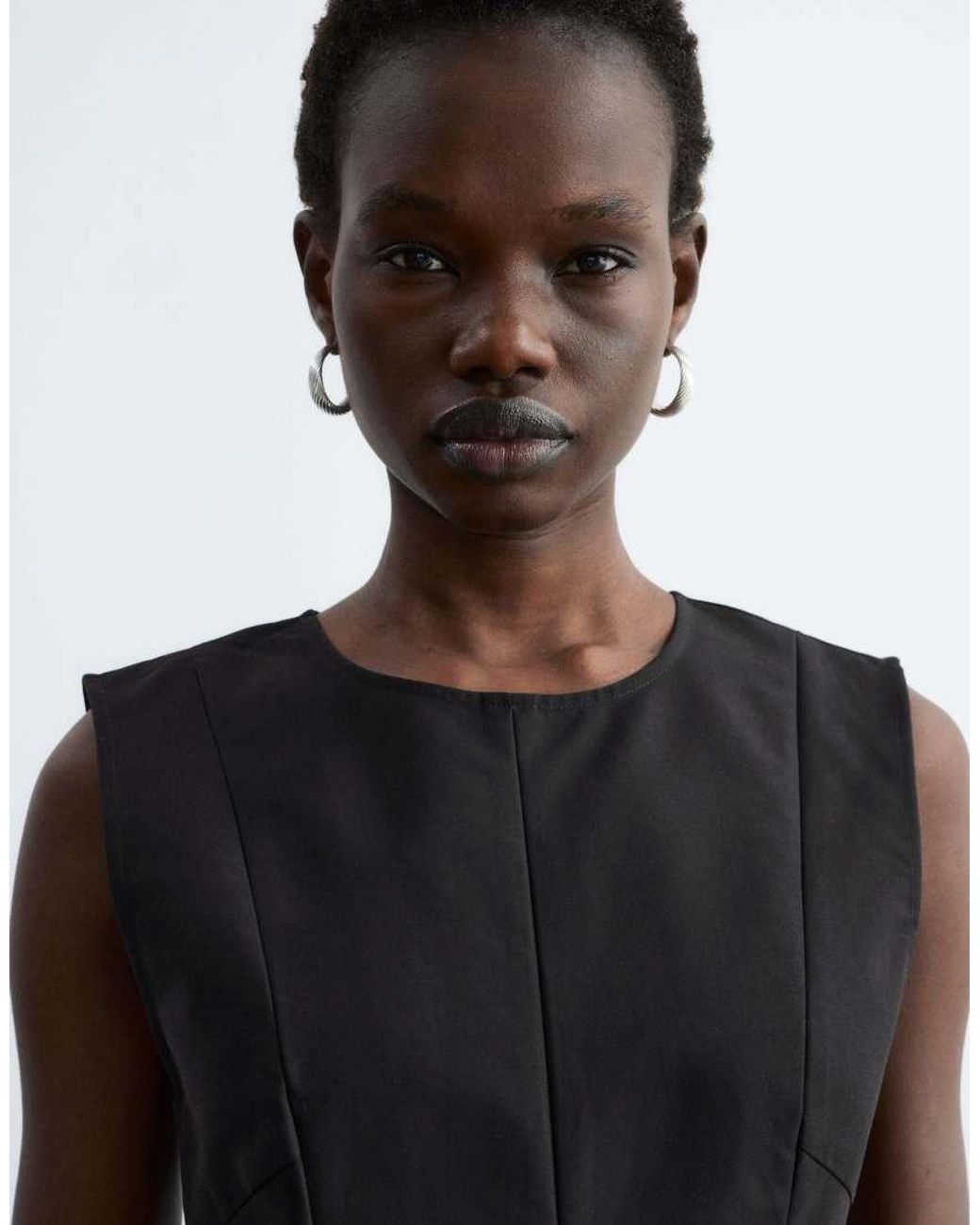 & Other Stories Black Structured Mini Dress With Circle Skirt