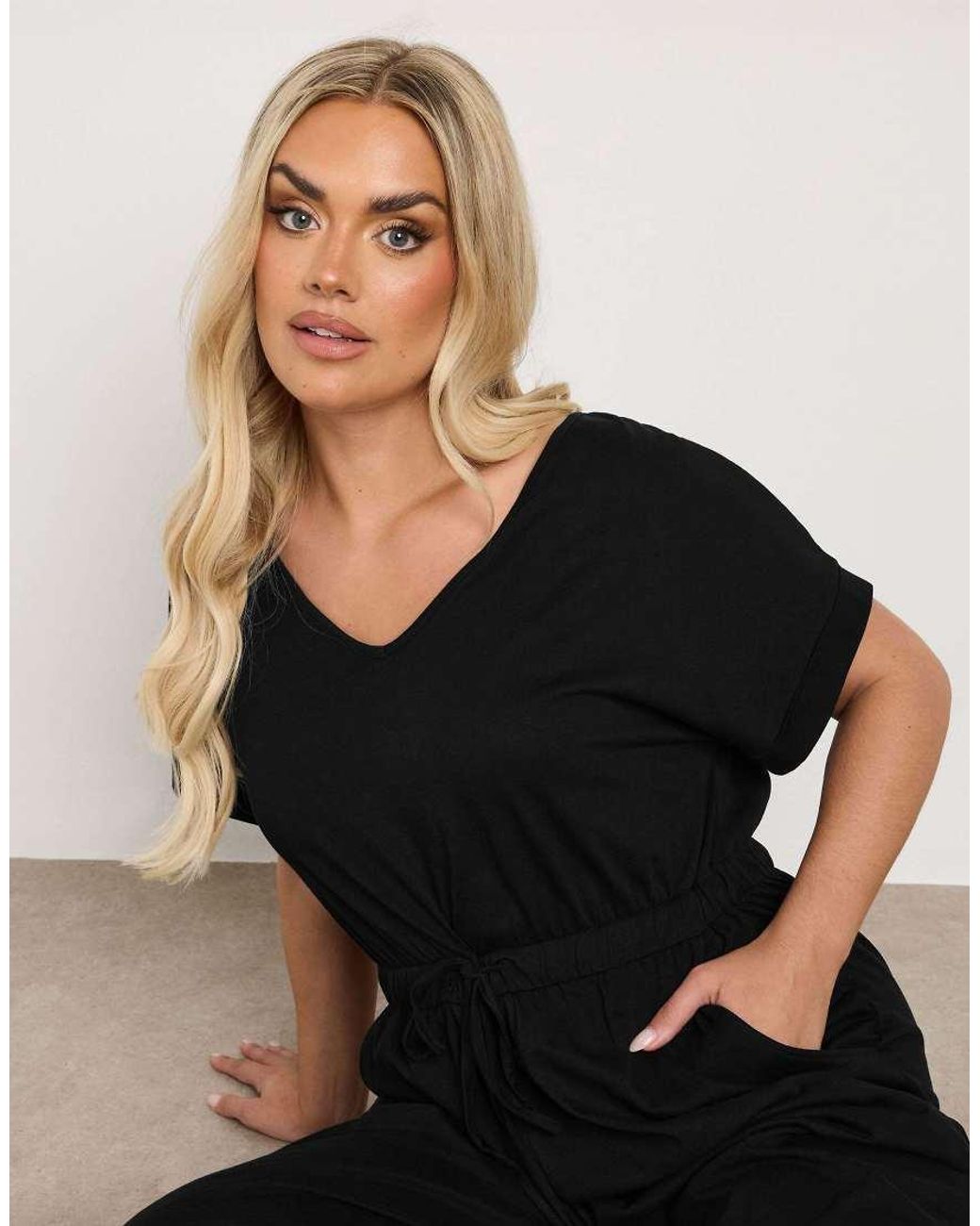 Yours Clothing Black Wide Leg Jumpsuit