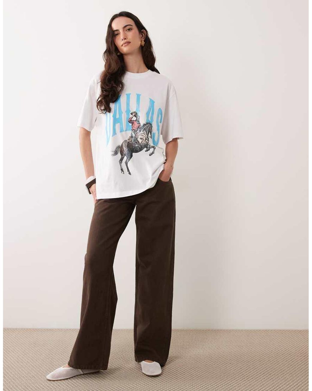 ASOS White Oversized T-shirt With Dallas Rodeo Graphic