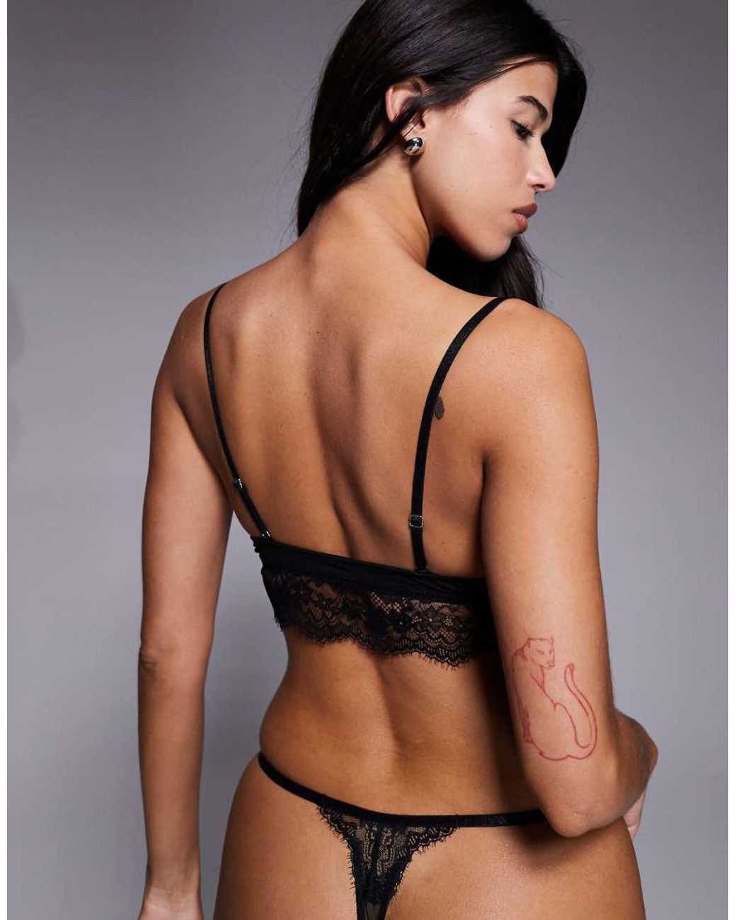 ASOS Gray Amber Lace & Sheer Mesh Panel Soft Bra