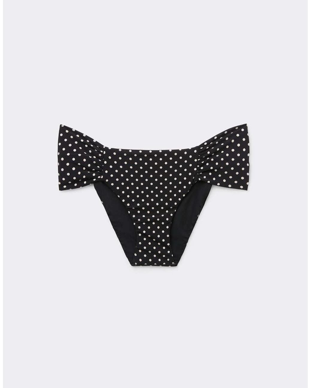 Calzedonia White Polka Dot Ruched Bikini Bottom