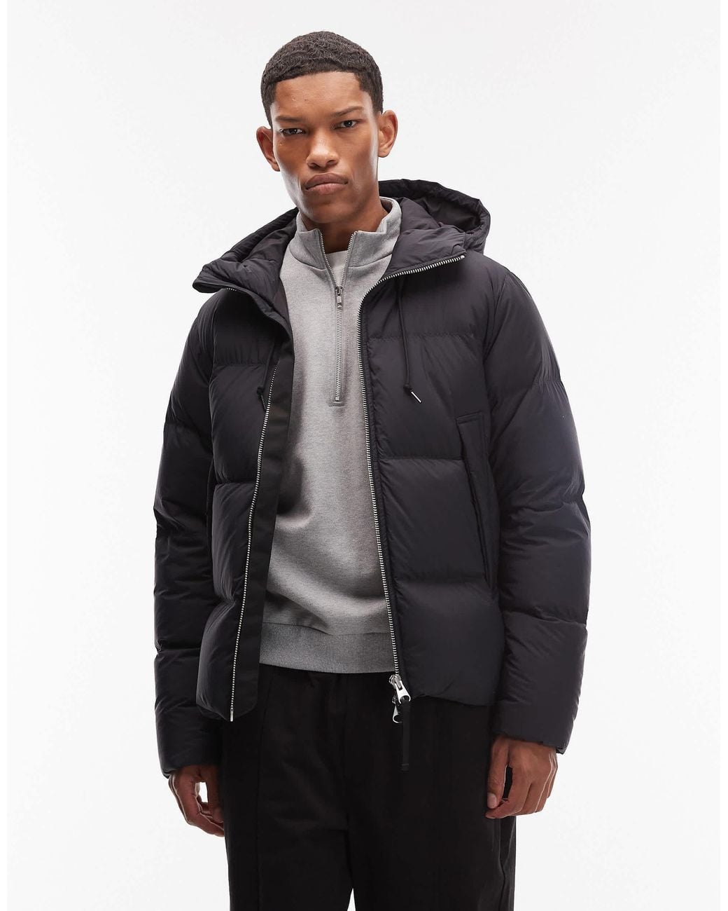 ARKET Gray Down Filled Puffer Jacket With Hood for men