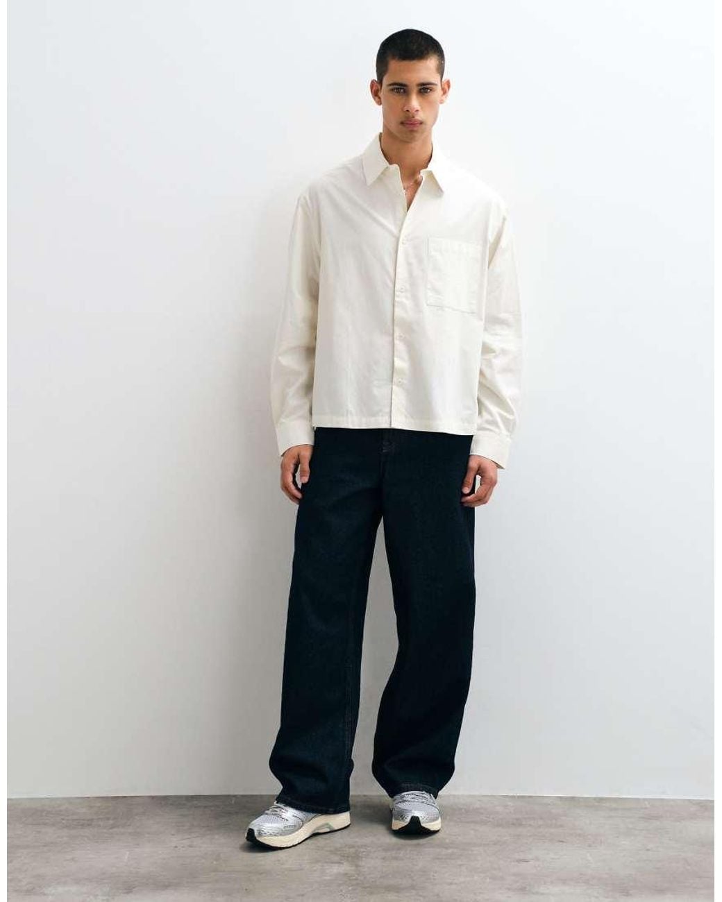 ASOS White Boxy Oversized Poplin Shirt for men