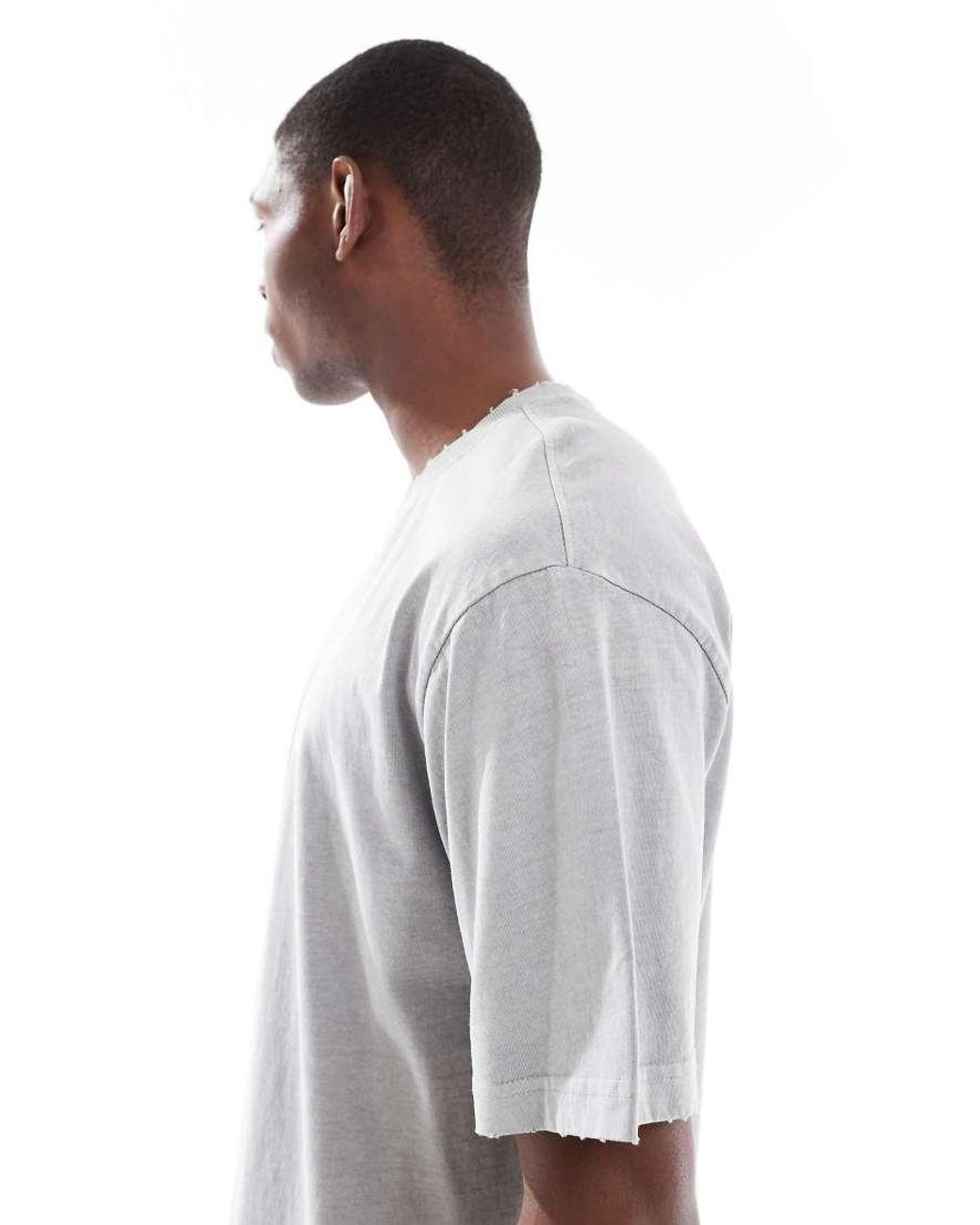 Only & Sons Gray Distressed T-shirt for men