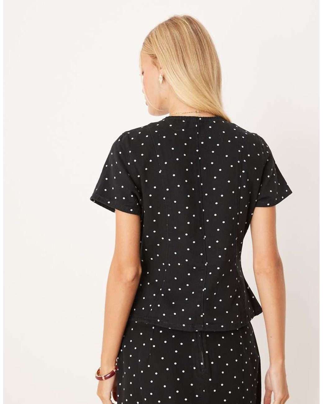 ASOS Black Denim Button Up Short Sleeve Top