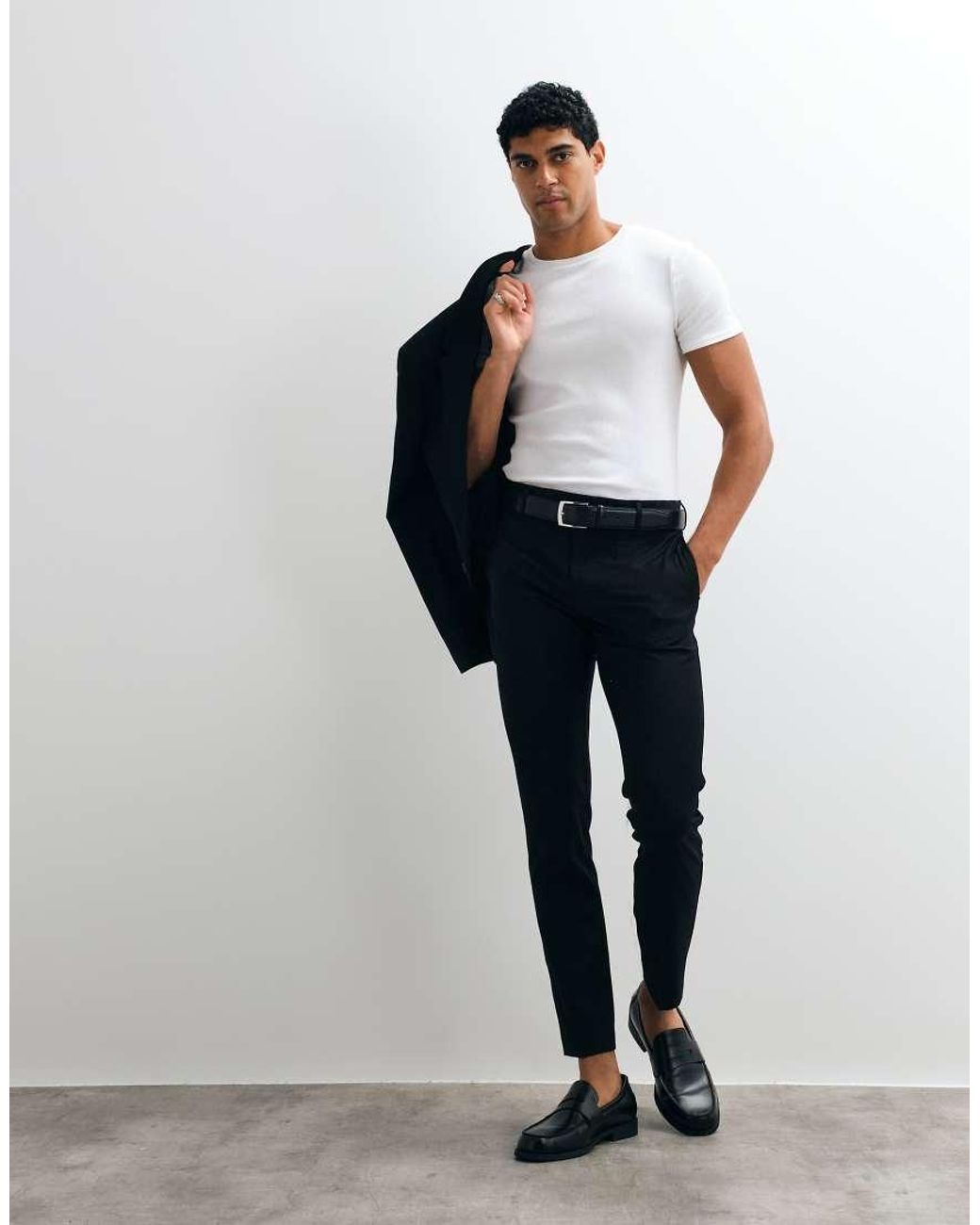 ASOS Black Skinny Suit Pants With Wool for men