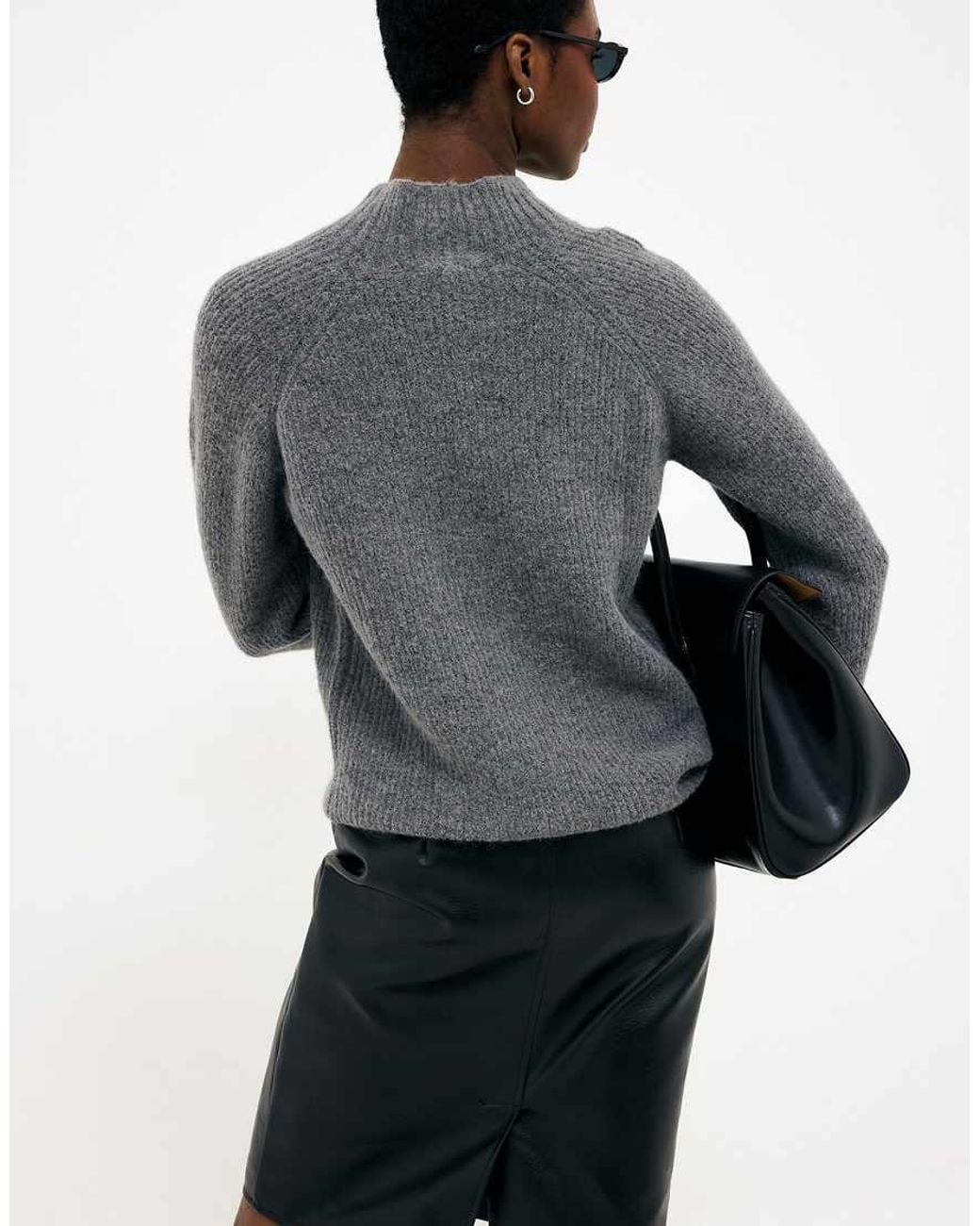 NA-KD Gray Alpaca Blend Turtle Neck Knitted Sweater