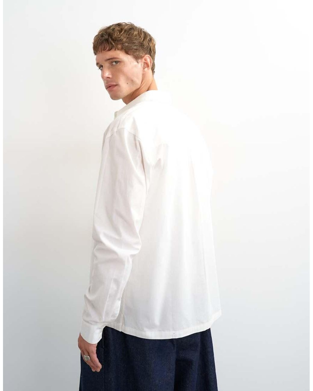 Topman White Relaxed Fit Poplin Utility Shirt for men