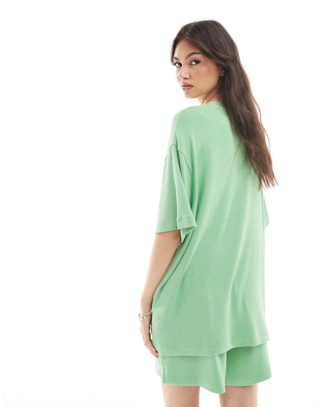T-shirt oversize en maille texturée ASOS en coloris Green