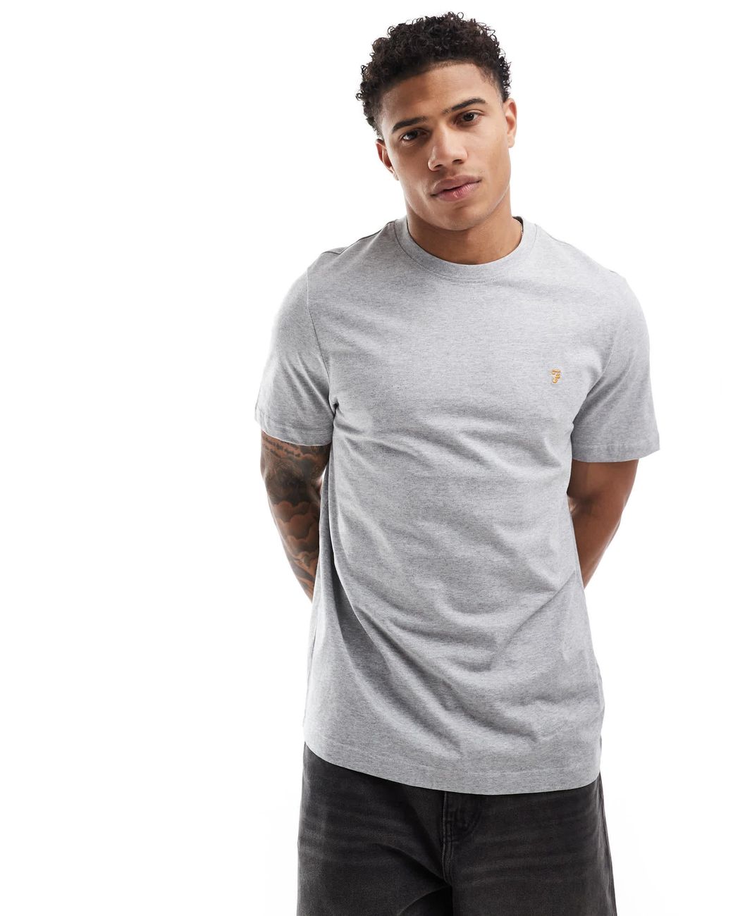 Danny - t-shirt en coton - chiné Farah pour homme en coloris Gray
