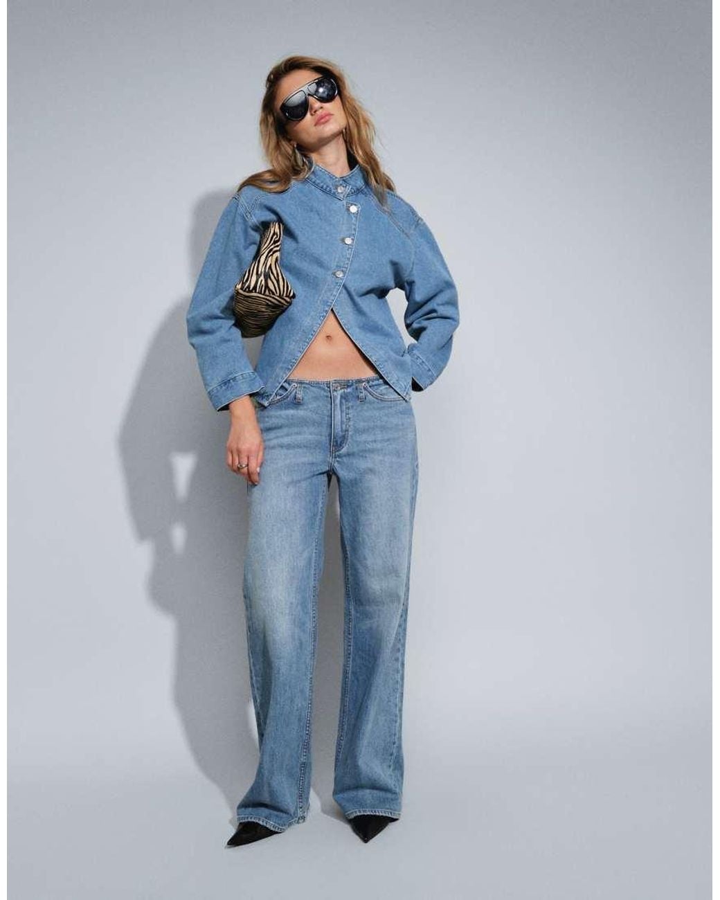GOOD AMERICAN Blue Ghost Waist Low Loose Jeans