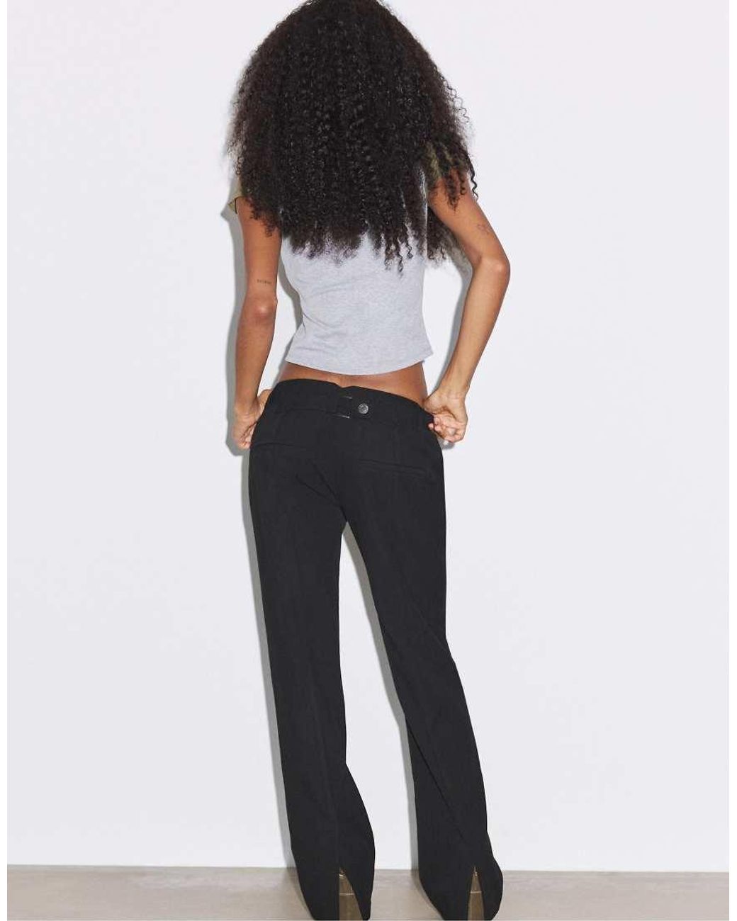 Stradivarius Black Low-rise Smart Trousers With Back Detail