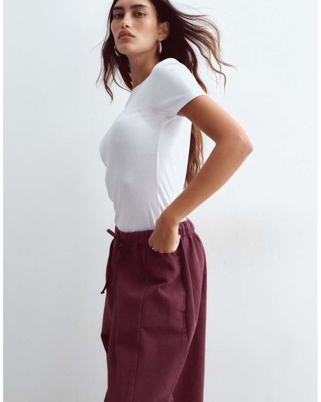 ARRANGE Red Willa Elasticated Waist Drawstring Trousers