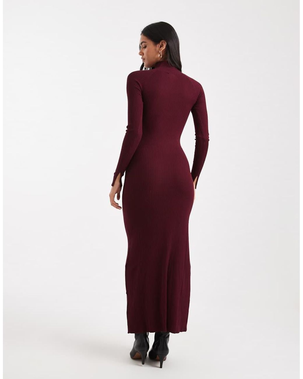 ASOS Purple Knit Fine Gauge Maxi Dress With Rib Detail